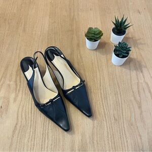 Amalfi Pointed Toe Slingback 2.5 Inch Heels in Navy Blue